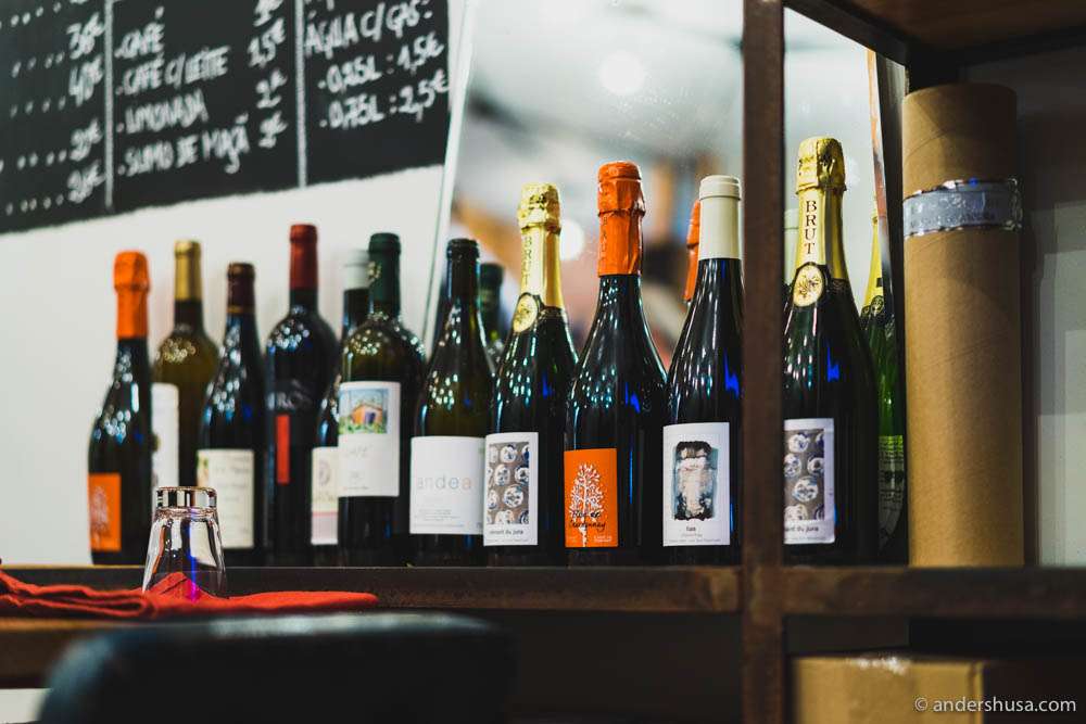 Parts of the natural wine selection