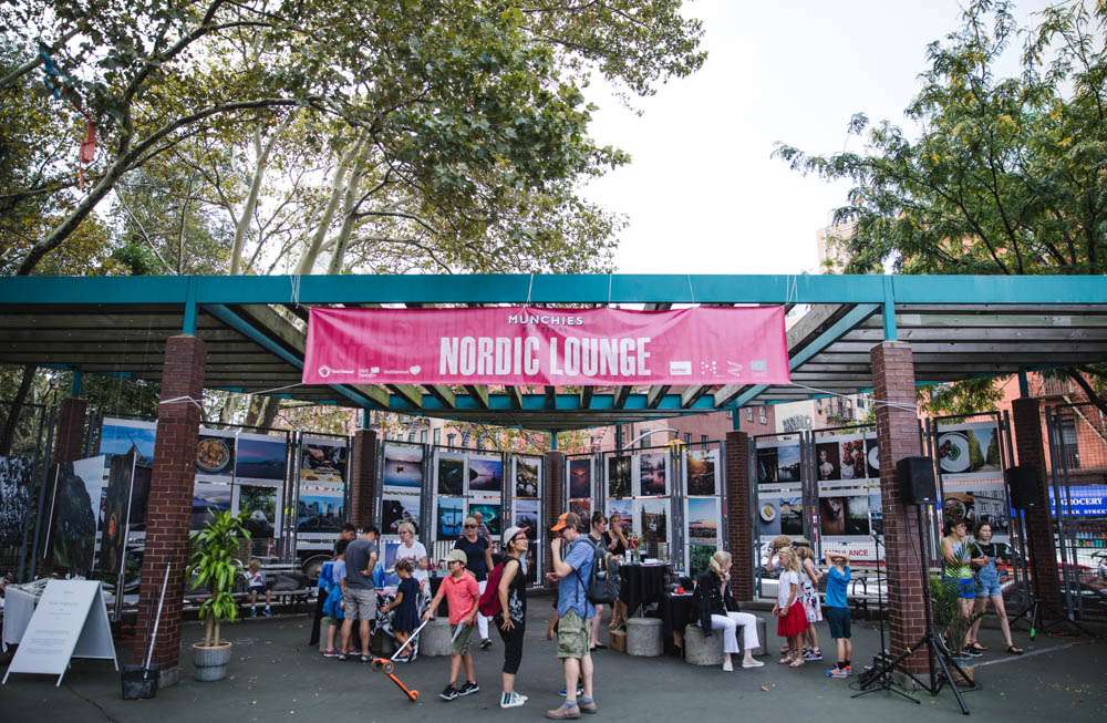 Left to right: Norway, Finland, Sweden, and Denmark in the Nordic lounge of the Munchies festival in New York. Photo credit: Oliver Jeppe-Hagde, Emil Vinther / MUNCHIES