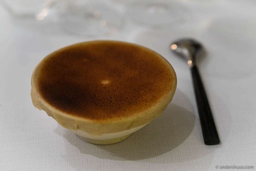 Burnt Jerusalem artichoke with caramel & hazelnut
