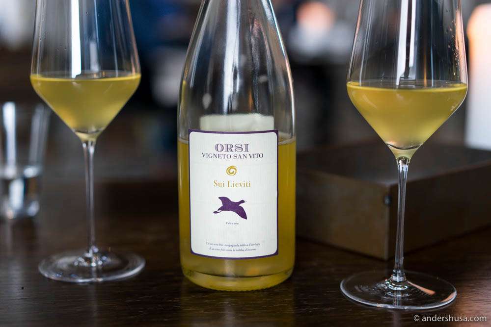 A Pétillant Naturel from Orsi, Vigneto San Vito – here at restaurant Amass in Copenhagen
