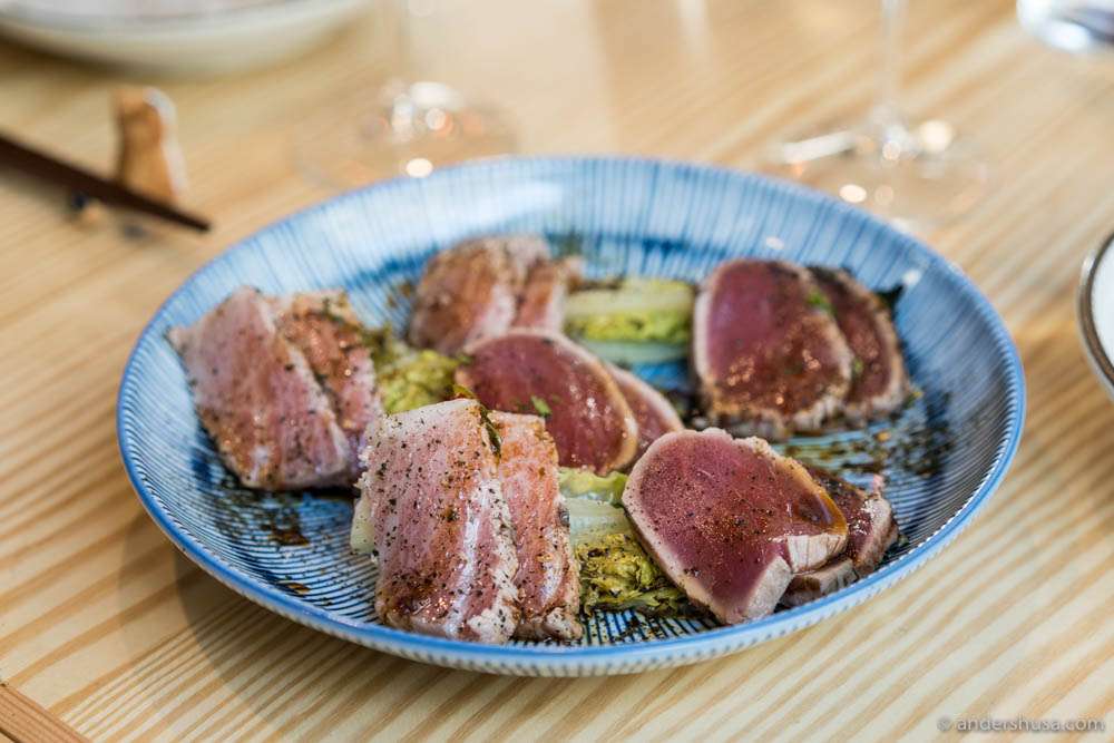 Fatty toro and lean akami tuna