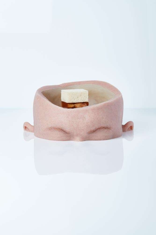 Sautéed foie gras in a Madeira casing topped with aerated foie gras. Photo: Claes Bech Poulsen