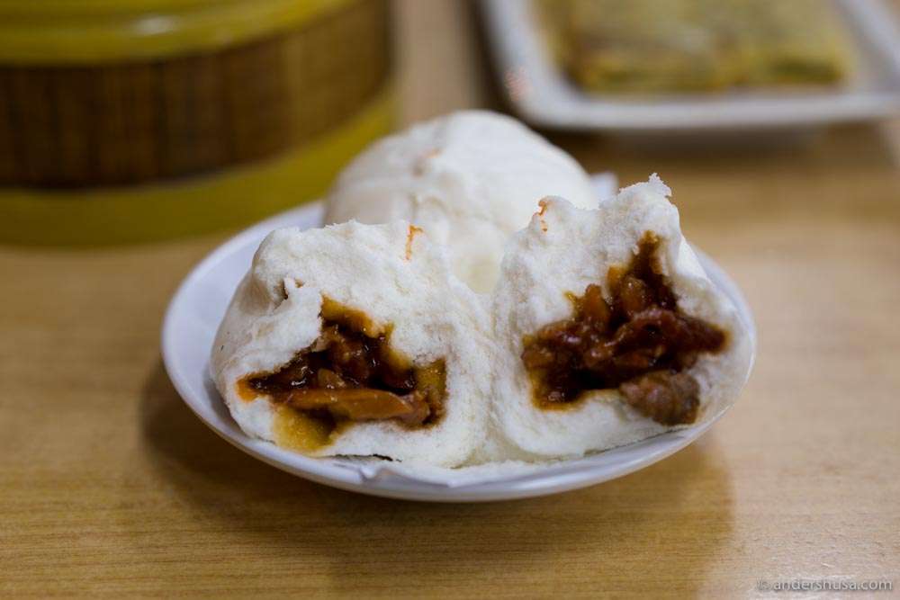 Steamed char siew bao.