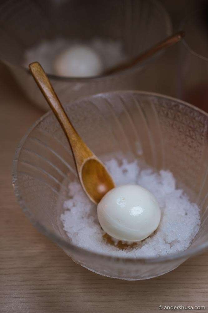 Frozen yogurt, elderflower granita, and grape jam.