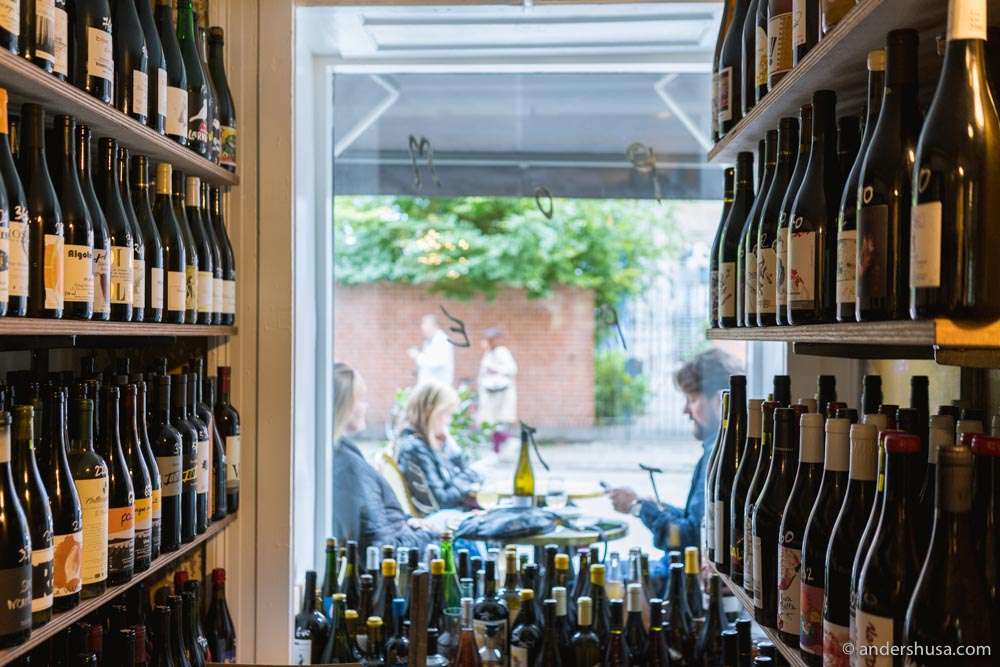 Grab a bottle from the shelves to drink at the bar, or to take home.