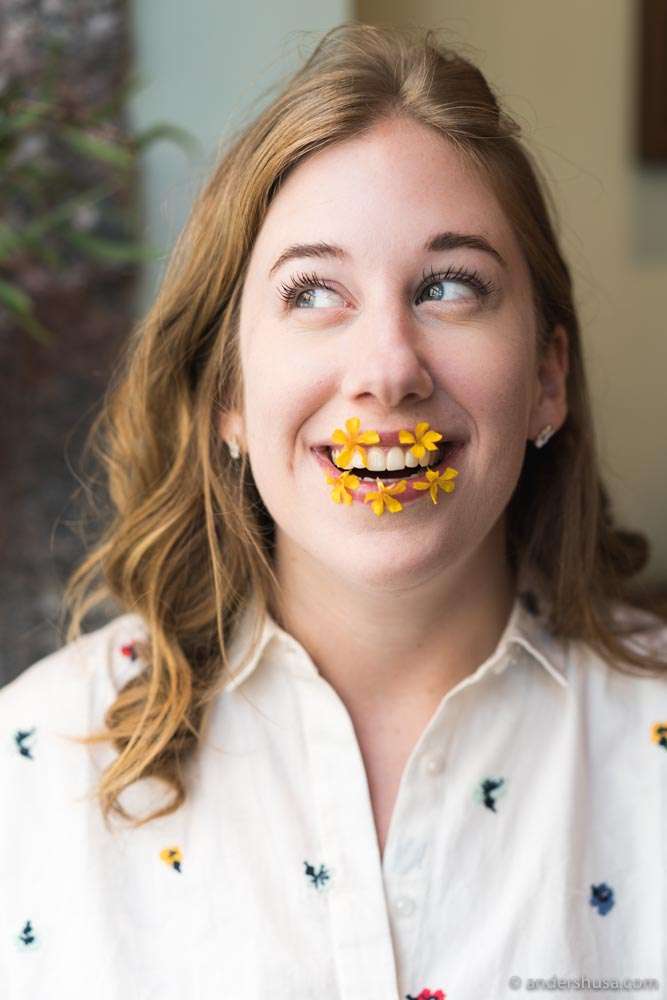 When flowers get stuck on your lips.