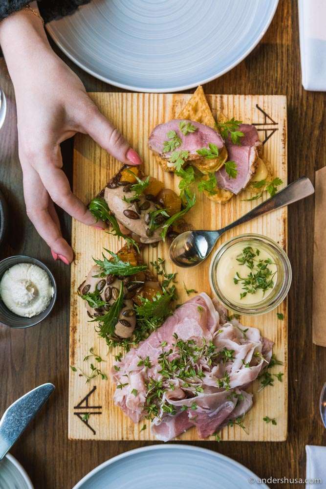 Every meal at Vaaghals starts with their house-made charcuterie.