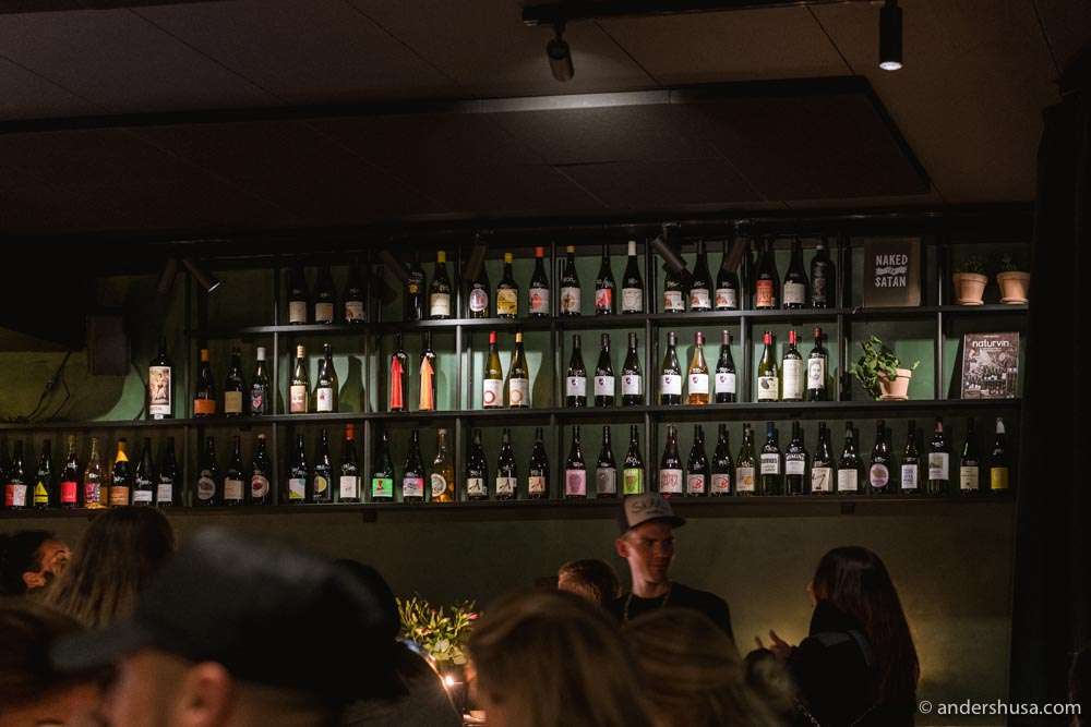 Lots of our favorite wine bottles on these shelves!