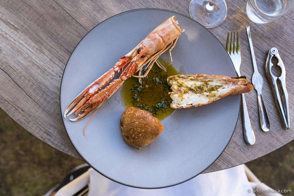 Langoustine, bread, and butter.