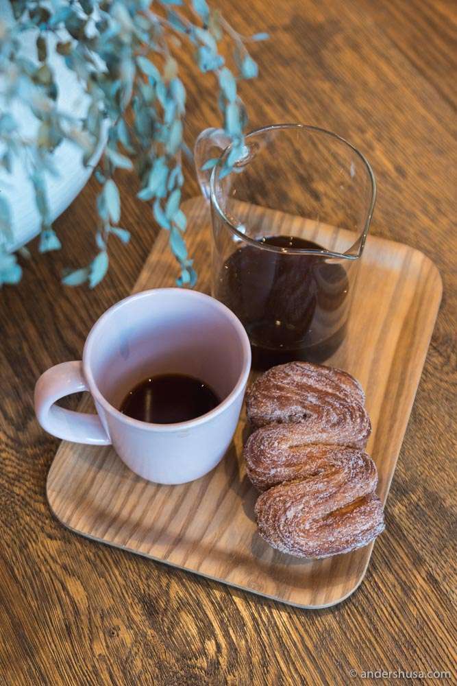 A pour-over and a pastry at Neighborhood.