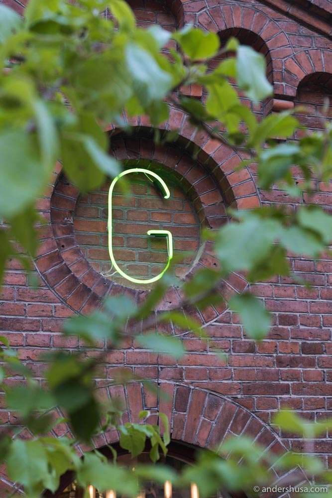 Look for the neon sign!