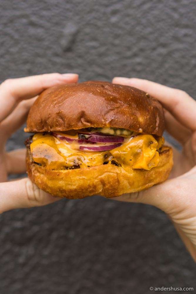 Gasoline Grill's cheeseburger is legendary worldwide.