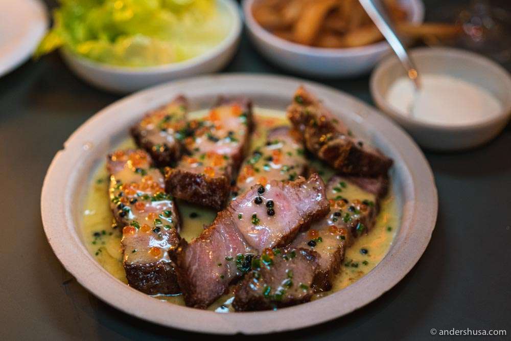 Pork with beurre blanc.