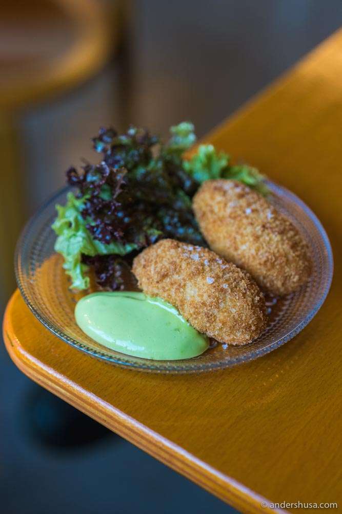 Kimchi and Comte croquettes.