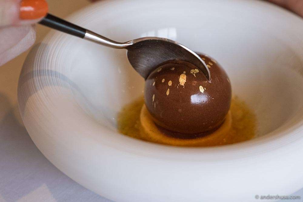 Chocolate, pecan, and sea buckthorn – our favorite dish of 2021.