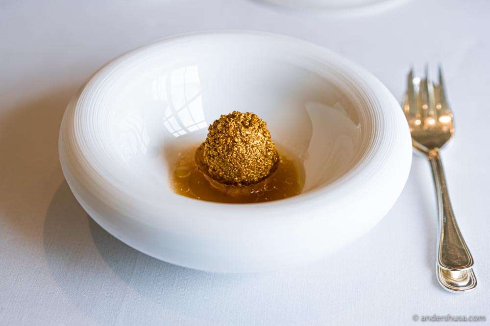 Chicken liver, melon, and hazelnuts.