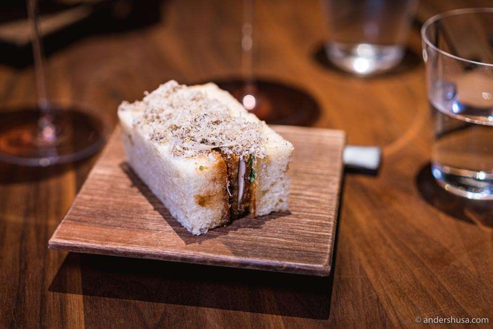 Japanese milk bread, portobello, tonkatsu sauce, chives, & summer truffle.