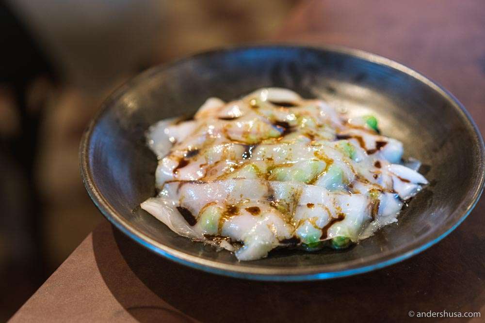 Peas, lardo, and balsamic vinegar.