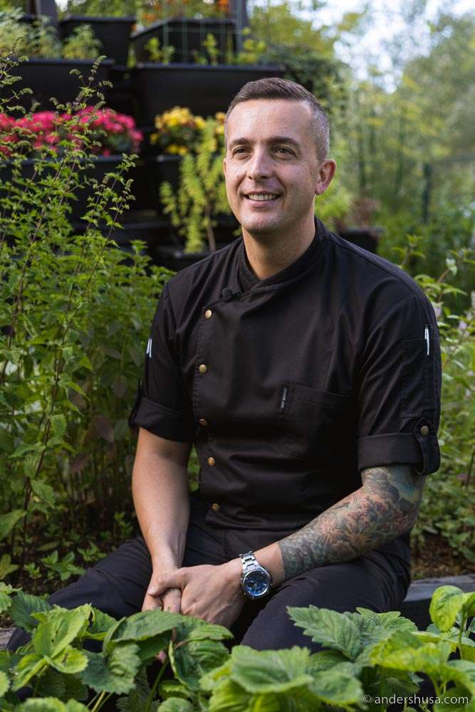 Max Cekot in his happy place – the garden.