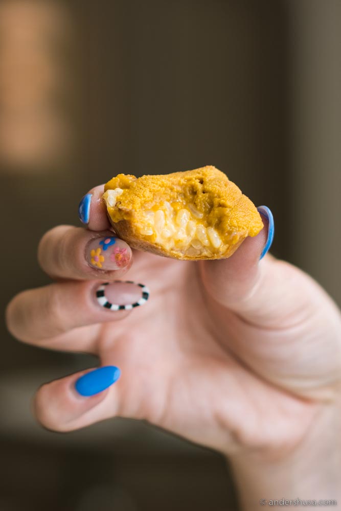 Murasaki sea urchin from Hokkaido was served atop riz au lait.